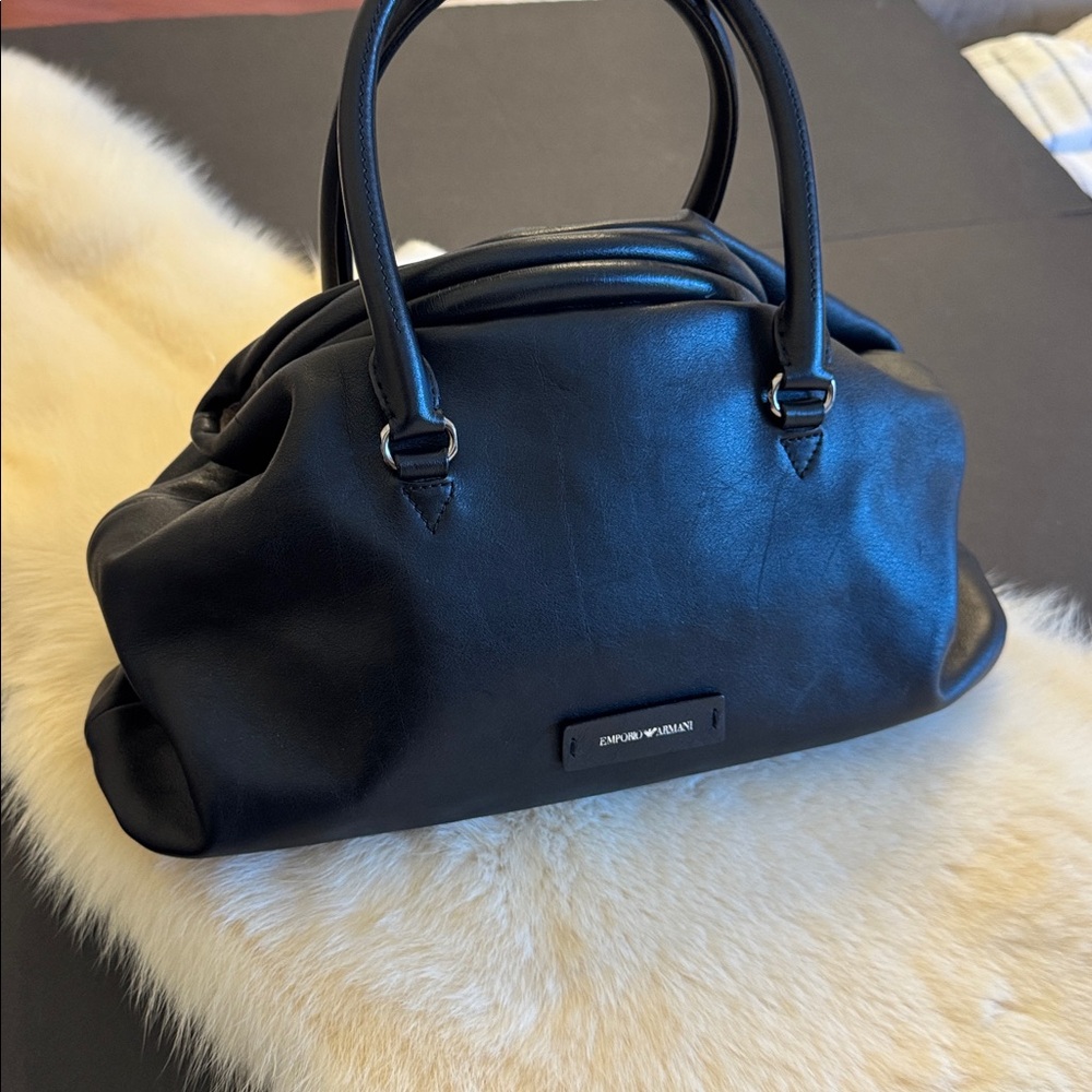 Emporio Armani Black Leather Shoulder Bag